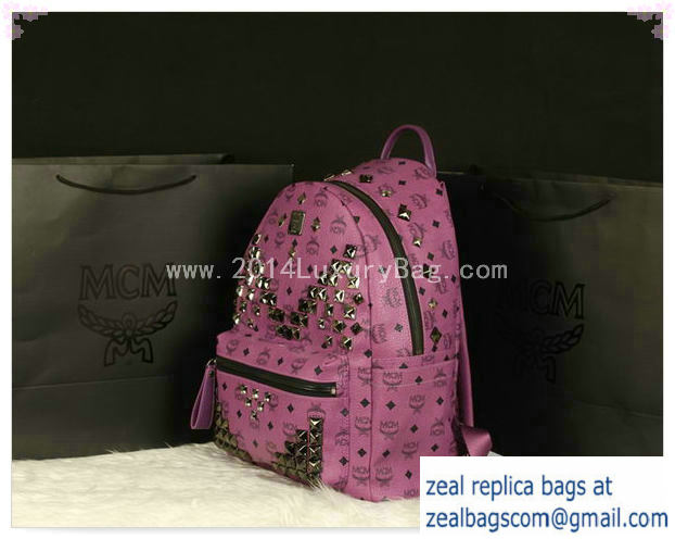 High Quality Replica MCM Stark Backpack Jumbo in Calf Leather 8100 Purple